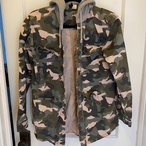 H&M camo pink and green utility jacket